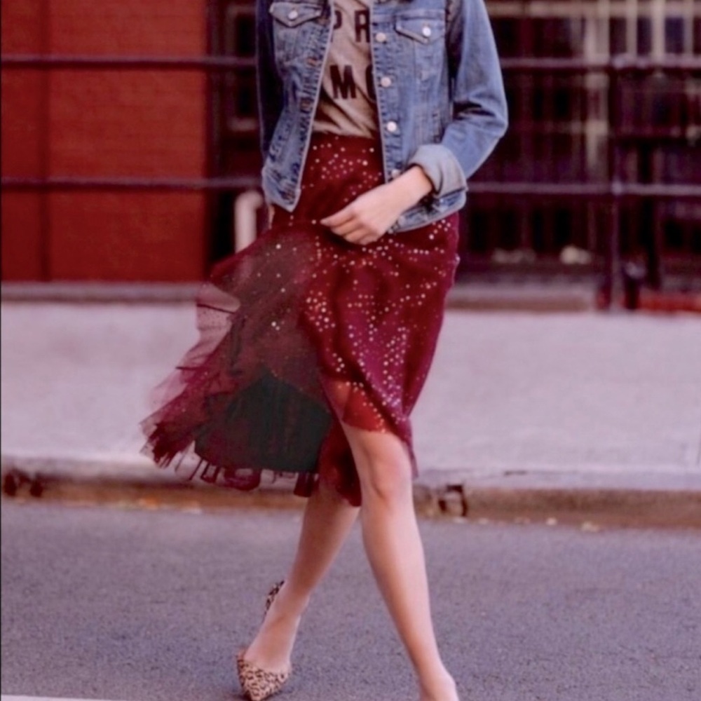 Anthropologie festive Hd In Paris Everly Tulle Sequin Skirt Size Medium